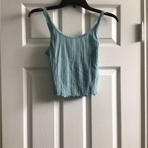 mint colored ribbed old navy tank top with lettuce hem, size women’s small petit